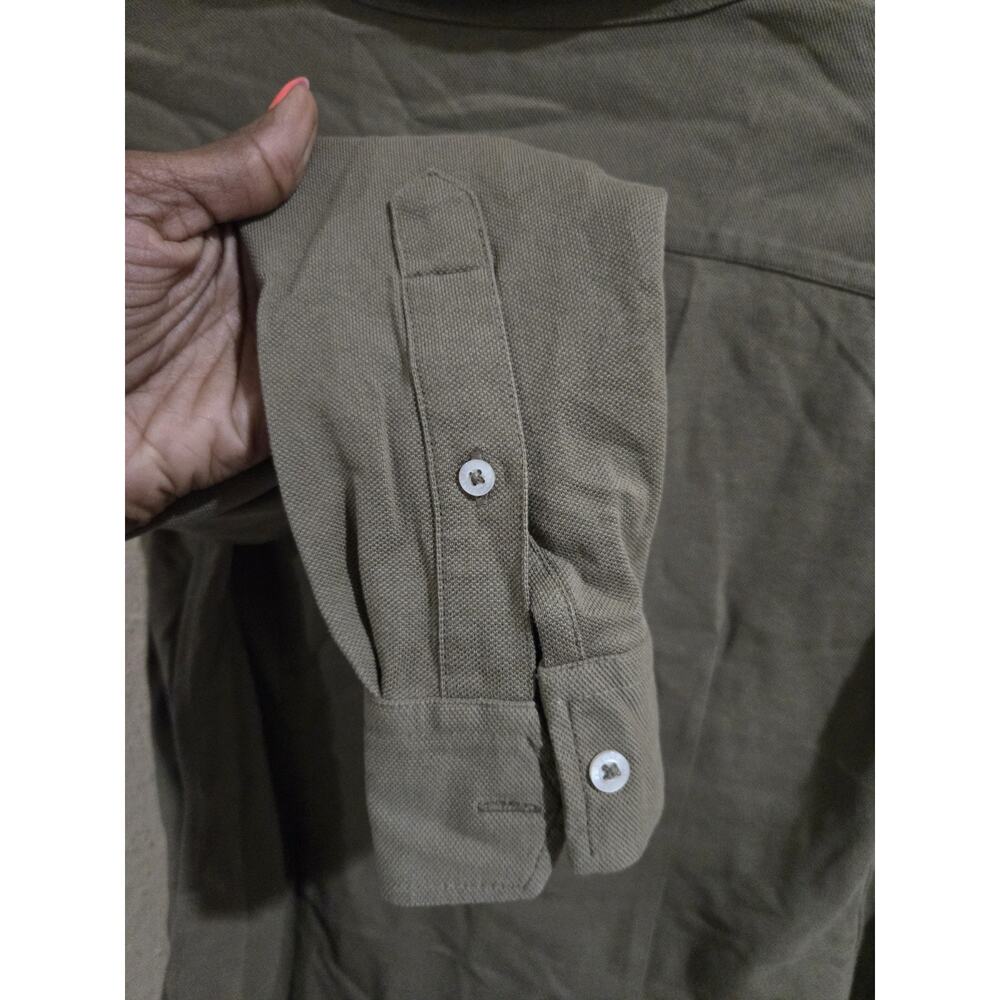 POLO RALPH LAUREN KNIT OLIVE GREEN BUTTON UP SHIRT, SIZE Petite Medium PM - Picture 6 of 7